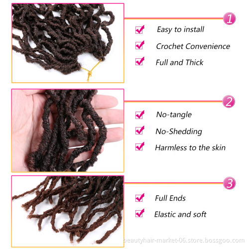 Wholesale 14 18 24 36 inch Synthetic Crochet Braid Hair Extensions Ombre Faux locs Hair Pre Looped Crochet Hair